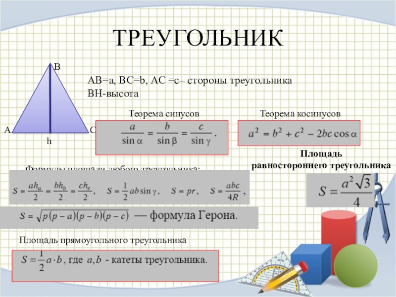 Косинус в равностороннем. Теорема синусов и теорема косинусов. Площадь треугольника формула. Теорема косинусов в прямоугольном треугольнике. Теорема синусов площадь треугольника.