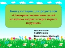 Консультация для родителей Сенсорное воспитание детей младшего возраста через игры и игрушки