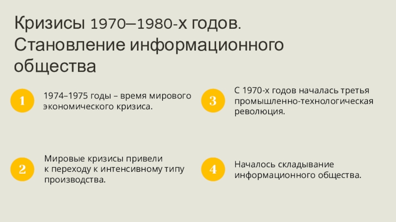 Кризисы 1970 1980 х гг становление постиндустриального информационного общества презентация 11 класс