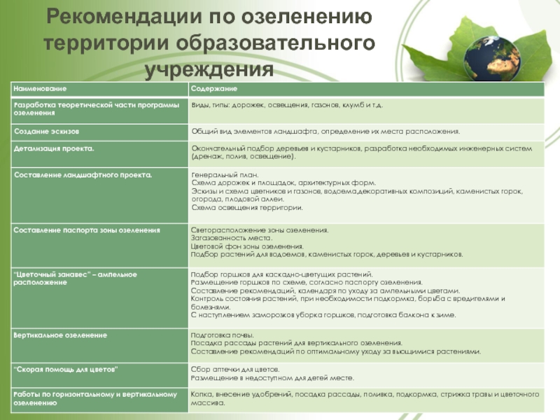 Рекомендации по озеленению территории образовательного учреждения