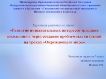 Развитие познавательных интересов младших школьников через создание проблемных ситуаций на уроках Окружающего мира