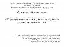 Презентация Формирование мотивации у младшего школьника