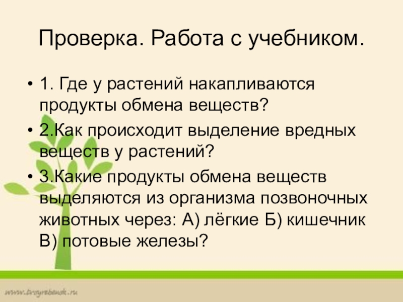 Выделение у растений и животных 6 класс пасечник презентация