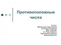 Презентация у уроку математики в 6 классе на тему Противоположные числа