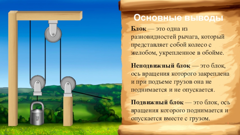 Блок представляет. Блок разновидность рычага. Блок представляет собой колесо с желобом. Колесо с желобом укреплённое в обойме. Блок этт.