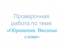 Проверочная работа по теме Обращения. Вводные слова