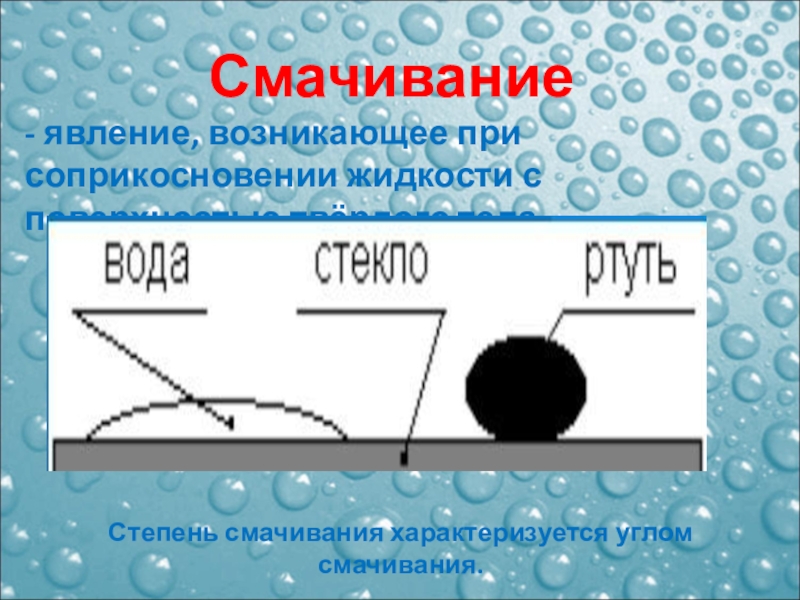 Смачивание и несмачивание физика 10 класс презентация