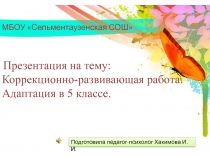 Коррекционно-развивающая работа. Адаптация в 5 классе.