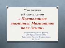 Презентация к уроку по физике 8 классПостоянные магниты. магнитное поле Земли