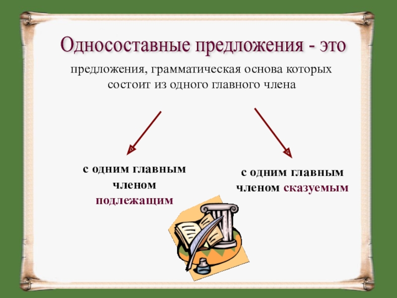 Односоставные предложения состоят из одной грамматической основы