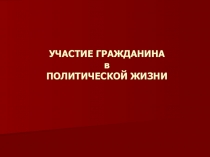Участие гражданина в политической жизни Глава 6 Политическая сфера