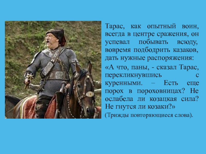 Что сказал бульба. Тарас Бульба полководец. Тарас опытный полководец. Тарас Бульба военноначальник. Тарас Бульба талантливый полководец.