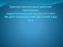 Рабочая программа подготовительной группы
