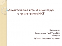 Презентация дид, игры на тему: Найди пару с применением ИКТ