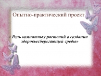 Проект по здоровьесбережению Роль комнатных растений в создании здоровьесберегающей среды