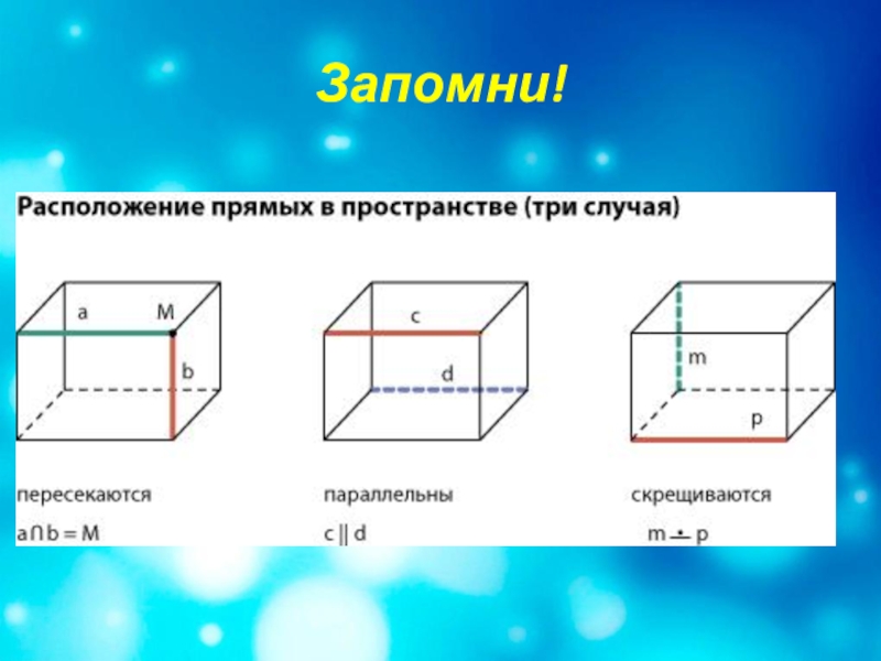 Взаимное расположение прямых куба