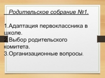 Родительское собрание в 1 классе