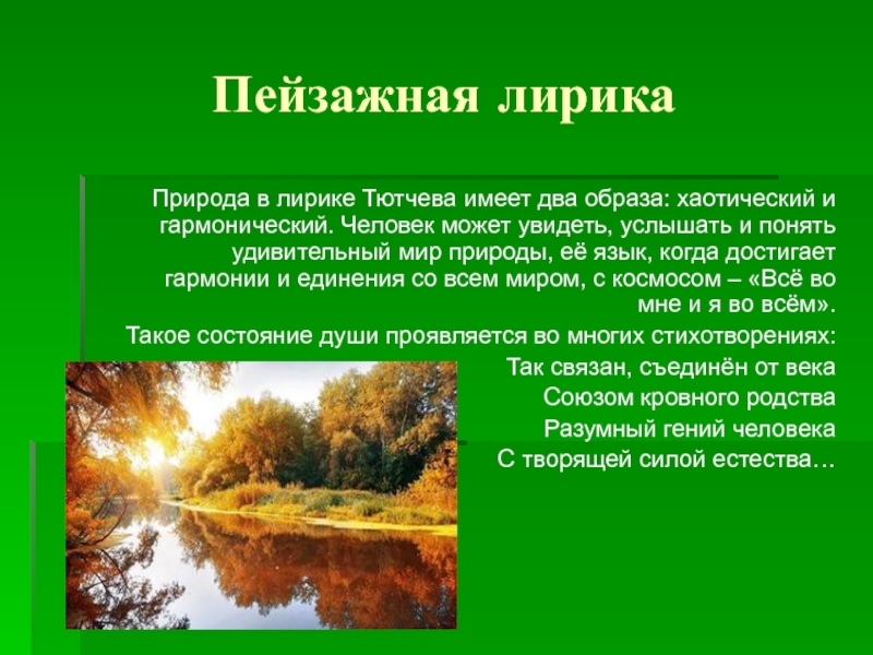 Какой художественный прием является главным в изображении природы у ф и тютчева