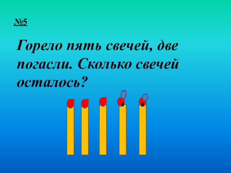 Сколько останется свечей. Горели 5 свечей две погасли сколько свечей осталось. 5 Свечей горят. Горело 7 свечей 2 погасло сколько осталось. Горело 5 свечей 2 потухло сколько осталось.