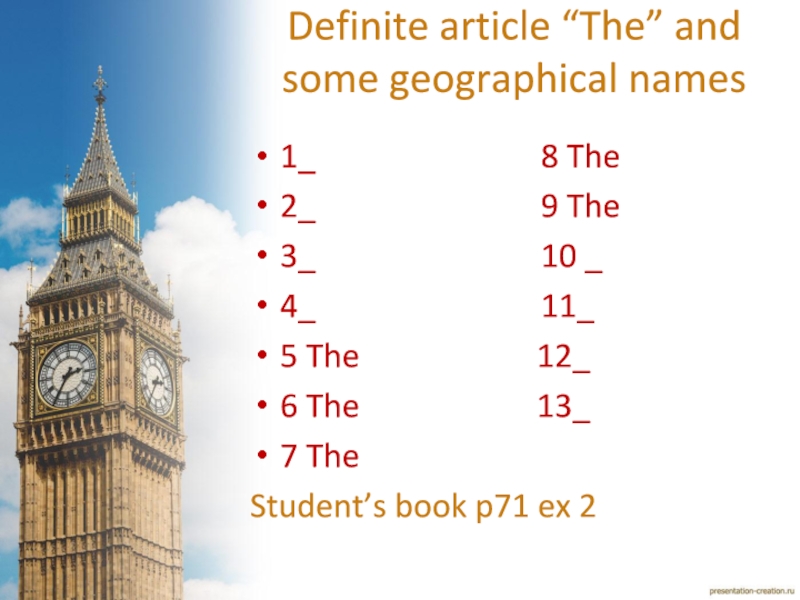 Definite article “The” and some geographical names  1_