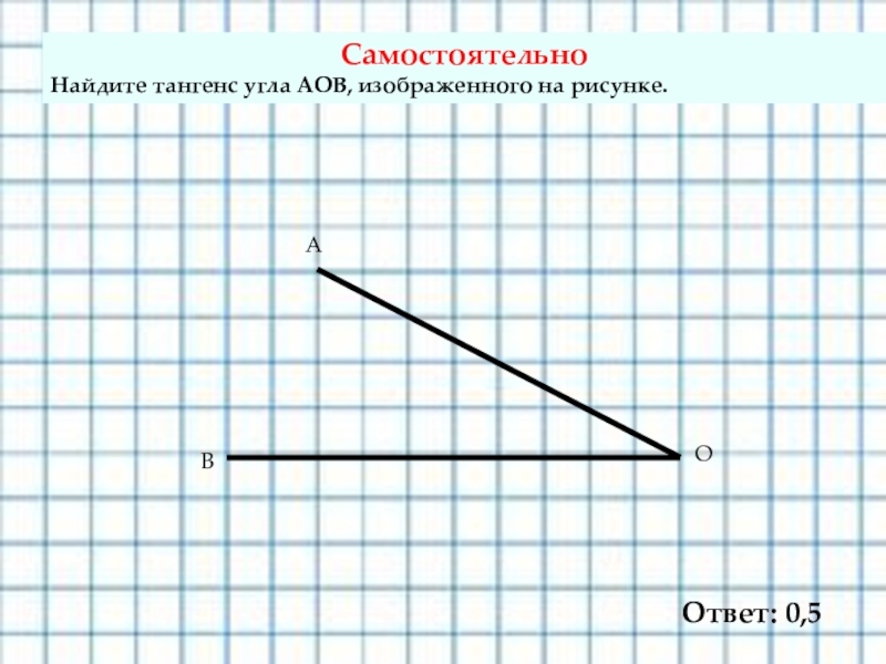 Найдите тангенс угла aob в треугольнике изображенном на рисунке ответ