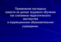 Презентация  Применение наглядных средств на уроках трудового обучения в коррекционной школе