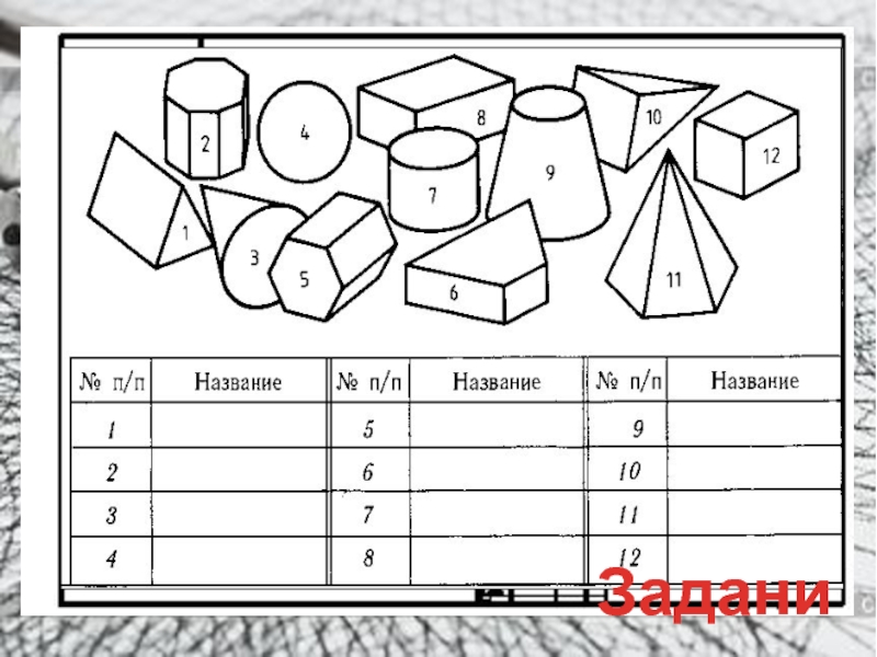 Геометрический чертеж 6 класс. Геометрические тела задания. Названия геометрических тел черчение. Название фигур в черчении. Геометрические фигуры в черчении с названиями.