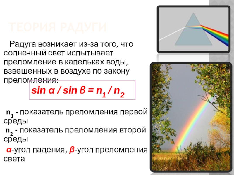 Радуга возникает из за того что солнечный