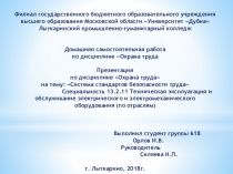 Презентация по охране труда на тему: Система стандартов безопасности труда