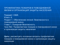 Презентация Профилактика пожаров (8 класс)