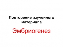 Презентация по теме Повторение темы Эмбриогенез