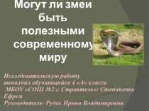 Презентация к исследовательской работе по окружающему миру Могут ли быть змеи полезны современному миру