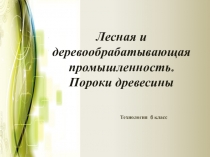 Презентация к уроку технологии на тему: Деревообрабатывающая промышленность 6 класс