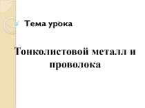 Презентация Тонколистовой металл  5 (класс)