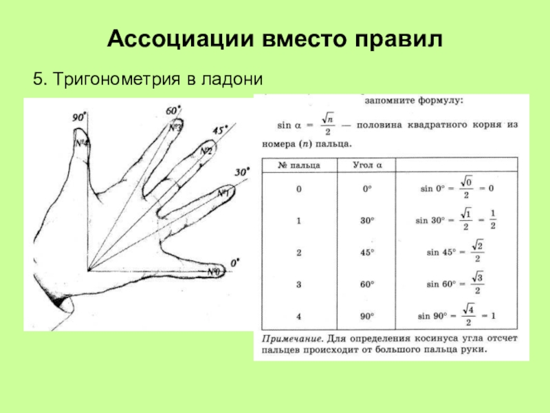 основные тригонометрические формулы 10 класс алгебра. мнемоническое правило- правило на ладони. правило ладони в тригонометрии. тригонометрия на пальцах рук. тригонометрия на ладони.