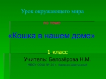 Презентация по окружающему миру на тему Кошка в нашем доме (1 класс)