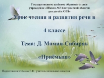 Презентация к уроку чтения и развития речи в 4 классе по теме Рассказ Дмитрия Мамина-Сибиряка  Приёмыш.