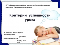 Презентация Критерии успешности урока
