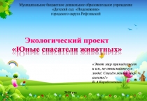 Экологический проект Юные спасатели животных Подготовительная группа