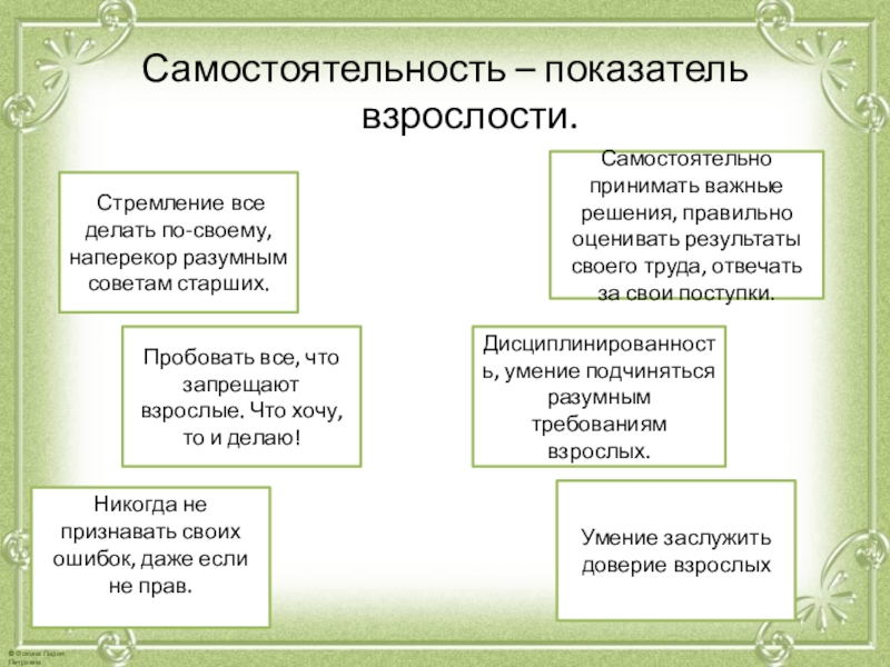 Презентация самостоятельность показатель взрослости