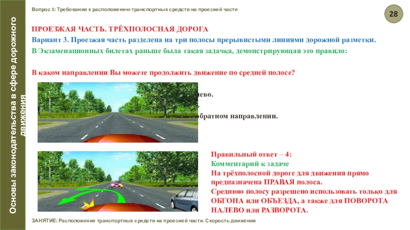 Расположение транспортных средств на проезжей части презентация