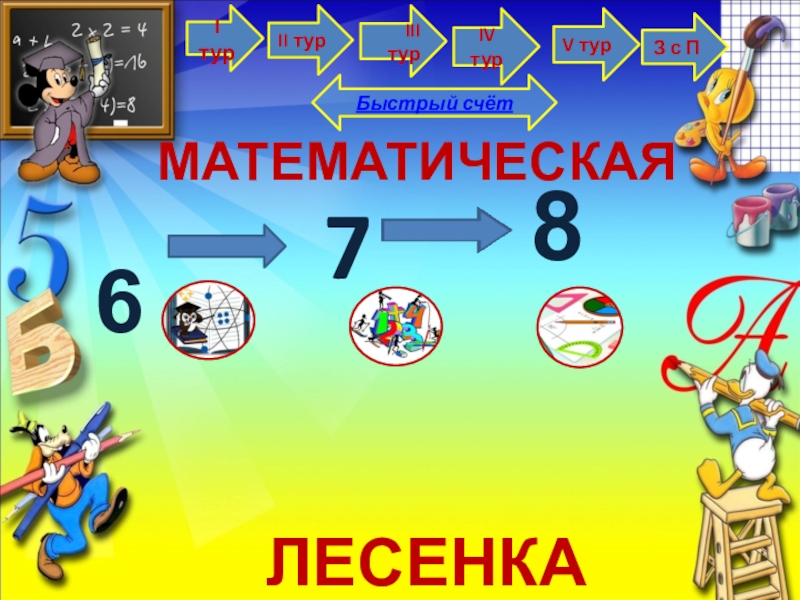 Презентация Презентация по математике Математическая лесенка 8 класс