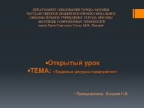Презентация урока по экономике организации на тему: Трудовые ресурсы