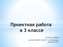 Презентация опыта по проектной работе в 3 классе