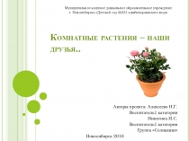 Презентация по экологии Комнатные растения -наши друзья