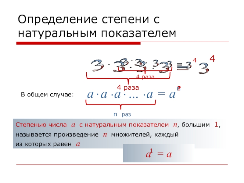 В виде степени с показателем 2. Определение степени с натуральным показателем. Определение степени числа с натуральным показателем. Произведение степеней с рациональными показателями. Степень с показателем 3.