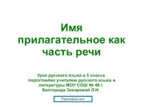 Имя прилагательное как часть речи 5 класс