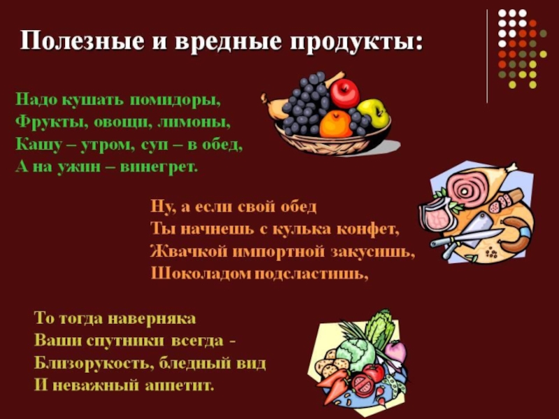 Проект полезные продукты 1 класс