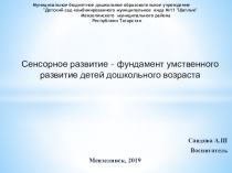 Сенсорное развитие - фундамент умственного развитие детей дошкольного возраста