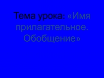 Презентация по русскому языку по теме: Имя прилагательное. Обобщение